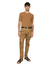Overdyed loose fit stretch jeans with rips -  | Dolce & Gabbana