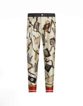 Loose blue denim and silk jeans with lighter print -  | Dolce &amp; Gabbana