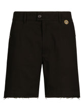 Coin detail stretch cotton twill Bermuda shorts -  | Dolce & Gabbana