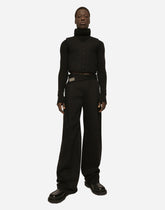 Stretch cotton pants with logo tag -  | Dolce & Gabbana