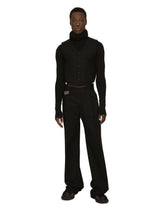 Stretch cotton pants with logo tag -  | Dolce & Gabbana