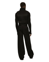 Stretch cotton pants with logo tag -  | Dolce & Gabbana