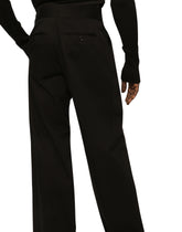 Stretch cotton pants with logo tag -  | Dolce & Gabbana
