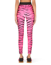 Run-resistant fabric leggings with tiger print and branded elastic -  | Dolce & Gabbana