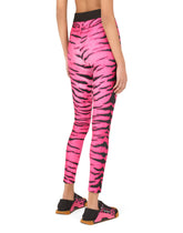 Run-resistant fabric leggings with tiger print and branded elastic -  | Dolce & Gabbana