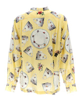 Silk habotai shirt with plates and cups print -  | Dolce &amp; Gabbana