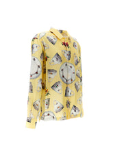 Silk habotai shirt with plates and cups print -  | Dolce &amp; Gabbana