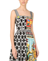 Long patchwork-print poplin dress -  | Dolce &amp; Gabbana