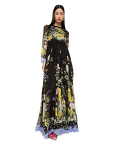 Long rabbit-print chiffon dress -  | Dolce & Gabbana