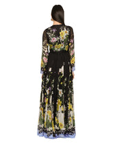 Long rabbit-print chiffon dress -  | Dolce & Gabbana