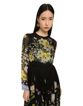 Long rabbit-print chiffon dress -  | Dolce & Gabbana
