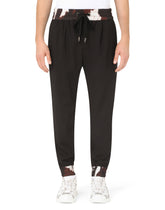 Wool jogging pants with camouflage-print details -  | Dolce & Gabbana