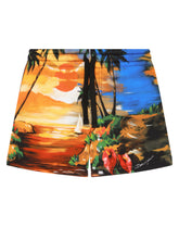 Jersey jogging shorts with Hawaiian print -  | Dolce & Gabbana
