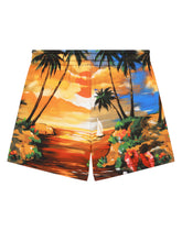 Jersey jogging shorts with Hawaiian print -  | Dolce & Gabbana