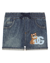 Jersey denim jogging shorts with DG logo -  | Dolce & Gabbana