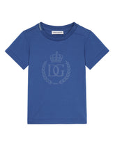 Jersey t-shirt with DG laurel and crown print -  | Dolce &amp; Gabbana