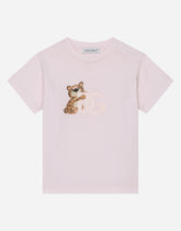 Jersey T-shirt with DG logo baby leopard print -  | Dolce & Gabbana