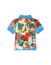 Piqué polo-shirt with Hawaiian print -  | Dolce & Gabbana