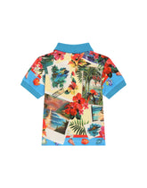 Piqué polo-shirt with Hawaiian print -  | Dolce & Gabbana