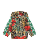 Hoodie with ocelot and poppy print -  | Dolce & Gabbana