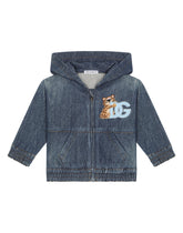 Zip-up stretch jersey denim hoodie -  | Dolce & Gabbana