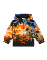 Zip-up jersey hoodie with Hawaiian print -  | Dolce & Gabbana