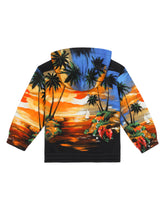 Zip-up jersey hoodie with Hawaiian print -  | Dolce & Gabbana