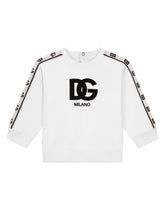 Long-sleeved round-neck sweatshirt with logo print and branded trims -  | Dolce & Gabbana