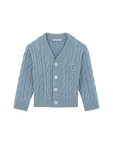 Cable-knit cardigan with DG logo patch -  | Dolce &amp; Gabbana