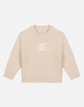 Round-neck sweater with DG logo patch -  | Dolce &amp; Gabbana