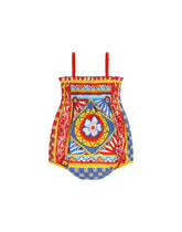Carretto-print poplin romper suit -  | Dolce & Gabbana