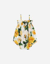 Yellow rose-print poplin romper suit -  | Dolce &amp; Gabbana