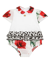 Poppy-print poplin and jersey romper suit -  | Dolce & Gabbana