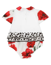 Poppy-print poplin and jersey romper suit -  | Dolce & Gabbana
