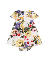 Poplin dress with bloomers and garden print -  | Dolce & Gabbana