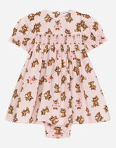 Poplin dress with baby leopard print -  | Dolce & Gabbana
