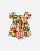 Poplin dress with bloomers and lemon and cherry print -  | Dolce & Gabbana