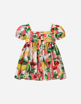 Poplin dress with bloomers and lemon and cherry print -  | Dolce & Gabbana