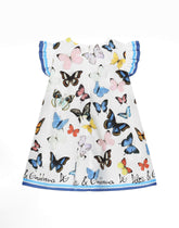 Poplin dress with butterfly print -  | Dolce &amp; Gabbana