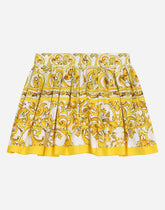 Poplin skirt with yellow majolica print -  | Dolce &amp; Gabbana