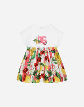 Jersey and poplin dress with bloomers and lemon and cherry print -  | Dolce & Gabbana