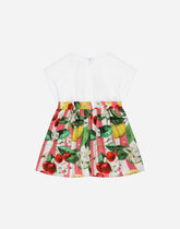 Jersey and poplin dress with bloomers and lemon and cherry print -  | Dolce & Gabbana