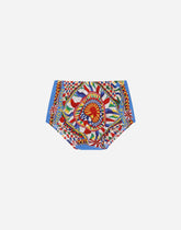 Carretto-print poplin and jersey dress with logo patch -  | Dolce & Gabbana