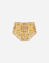 Poplin and jersey dress with yellow majolica print -  | Dolce &amp; Gabbana