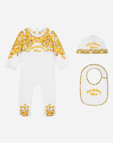 3-piece gift set in yellow majolica-print jersey -  | Dolce &amp; Gabbana