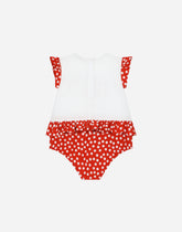 Polka-dot poplin and jersey romper suit -  | Dolce & Gabbana