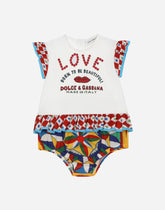 Carretto-print poplin and jersey romper suit -  | Dolce &amp; Gabbana
