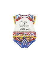Carretto-print poplin and jersey romper suit -  | Dolce & Gabbana