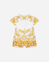 Jersey onesie with yellow majolica print and Dolce&amp;Gabbana logo -  | Dolce &amp; Gabbana