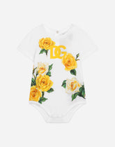 Jersey onesie with yellow rose print -  | Dolce & Gabbana